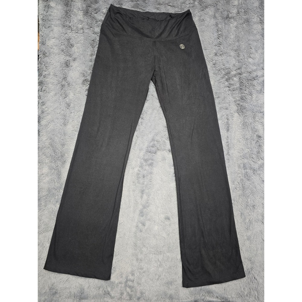 Marika Womens Black Flare Yoga Pants Ruched Back Athletic Leggings 32 Inseam